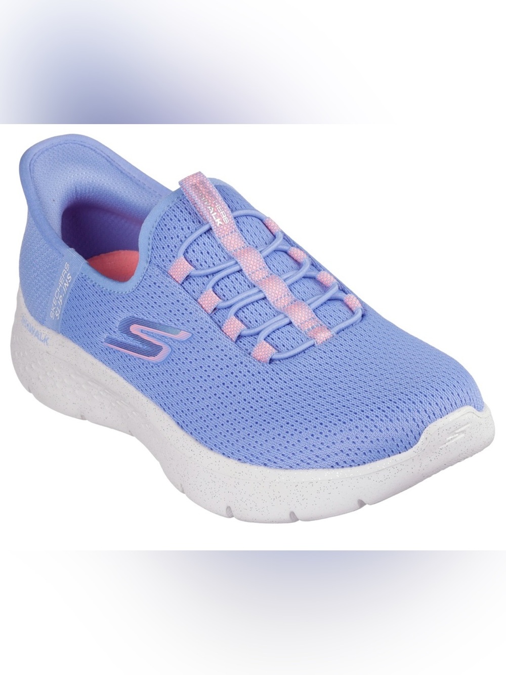 Skechers Girls' Lavender Slip-On Knit Sneaker with Pink Details